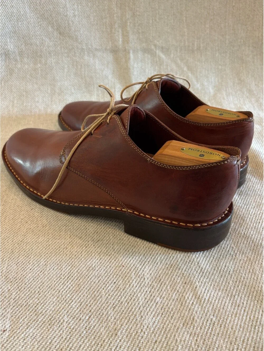 Cole Haan Country Cognac Brown Leather Plain Toe Derby Mens 10.5 M C02175
